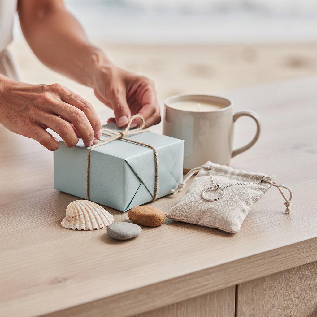 SO CAL TRADING COMPANY gift categories display featuring California inspired items, Native American crafts, and surf apparel in Oceanside